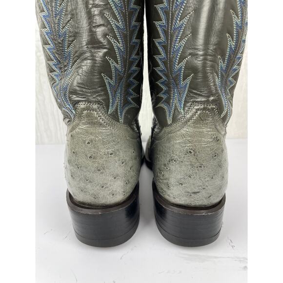 Vintage Tony Lama El Rey Gray Full Quill Ostrich Cowboy Boots Mens 7D USA Made main image 6